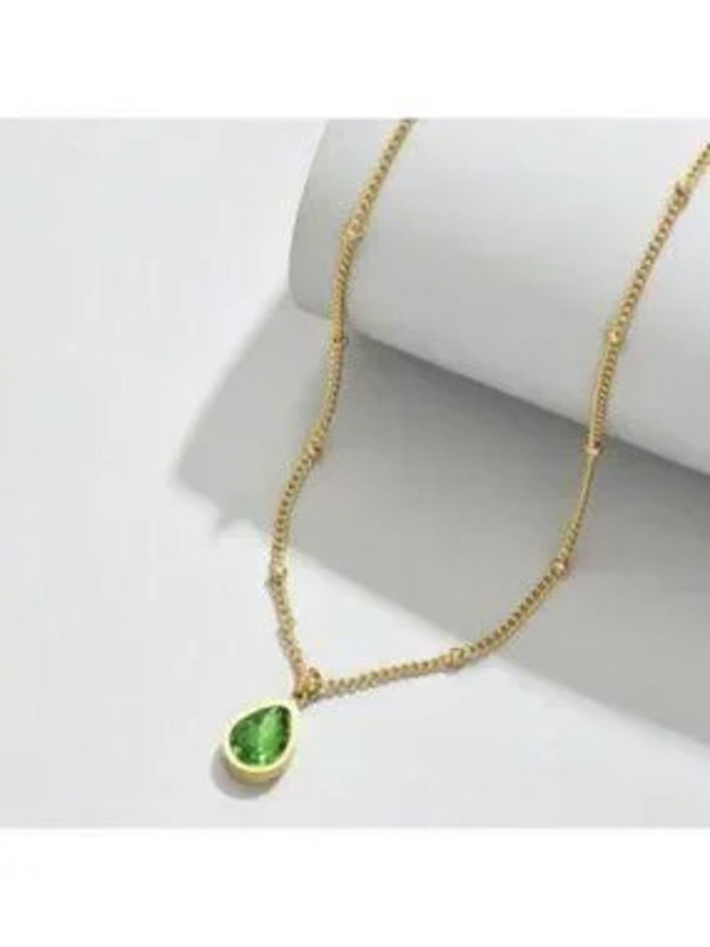 Emerald Teardrop Elegance 18k Gold Filled Necklace